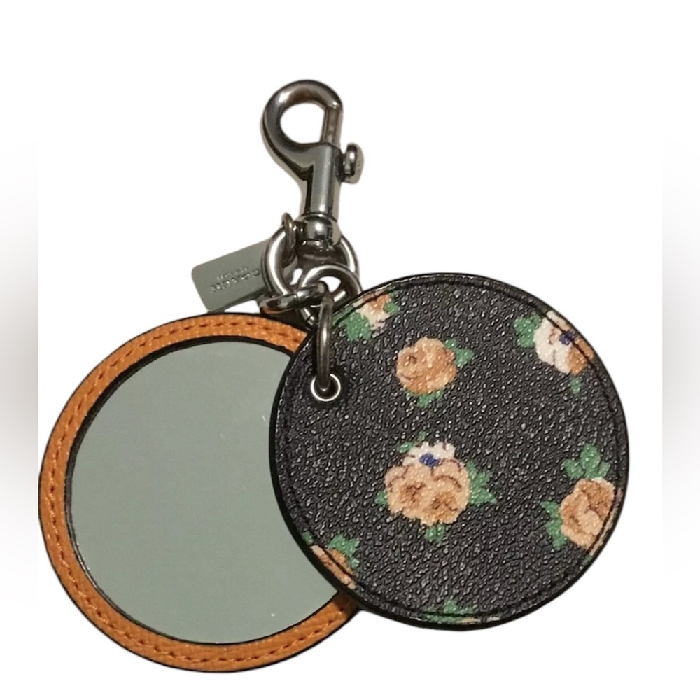 Coach Flower Floral Mirror Compact Clip Charm Tag